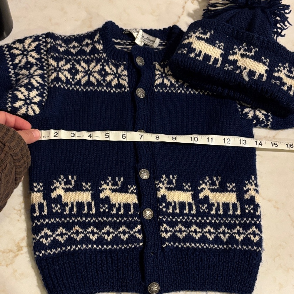 Vintage Handknit in Norway wool sweater and matching hat